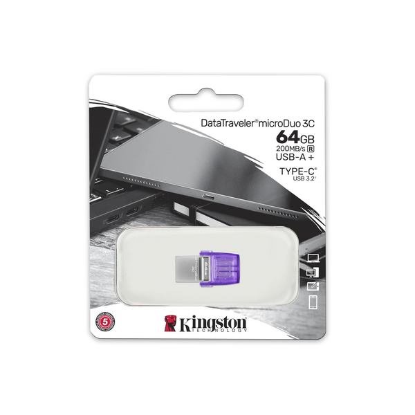 Флеш память USB Kingston DataTraveler microDuo 3C 64ГБ USB Type-C USB 3.2 (DTDUO3CG3/64GB) H00000230786 фото