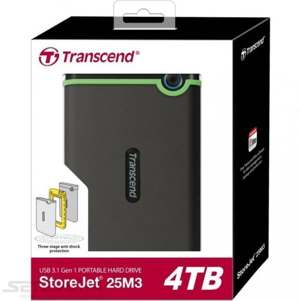 Жорсткий диск Transcend StoreJet 25M3 2.5" USB 3.1 Gen 1 (Micro B) 4ТБ (TS4TSJ25M3S) H00000032139 фото