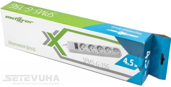 Сетевой фильтр Maxxter 4.5м 5-розеточный EU (SPM5-G-15G) H00000014274 фото