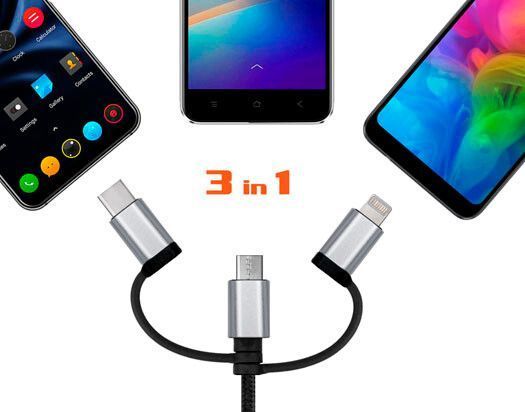 Кабель REAL-EL USB Type A - Micro-USB USB Type C Apple Lightning 1 м USB 2.0 (EL123500035) H00000204113 фото