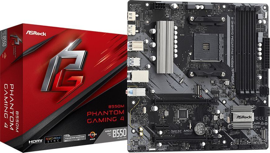 Материнська плата ASRock АМ4 (B550M Phantom Gaming 4) H00000055226 фото