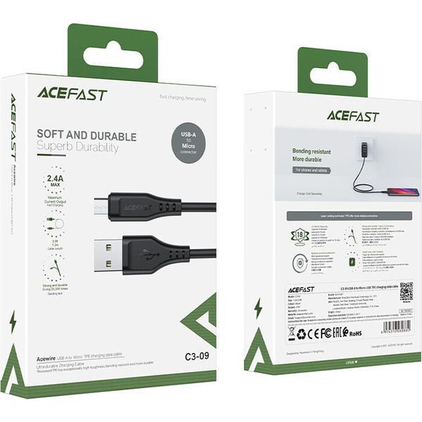 Кабель ACEFAST USB Type A - Micro-USB 1.2 м USB 2.0 (AFC3-09B) H00000180155 фото