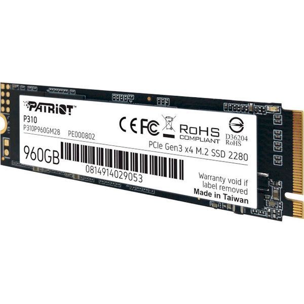SSD диск Patriot P310 960ГБ PCIe 3.0 x4 М.2 2280 3D NAND TLC (P310P960GM28) H00000239237 фото