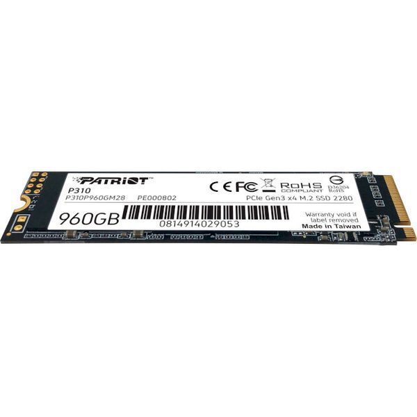 SSD диск Patriot P310 960ГБ PCIe 3.0 x4 М.2 2280 3D NAND TLC (P310P960GM28) H00000239237 фото