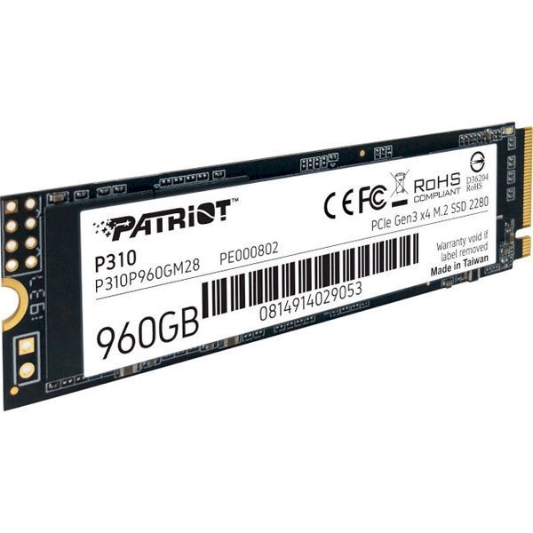 SSD диск Patriot P310 960ГБ PCIe 3.0 x4 М.2 2280 3D NAND TLC (P310P960GM28) H00000239237 фото