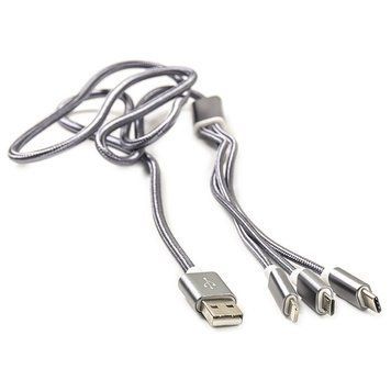 Кабель PowerPlant USB Type A - Micro-USB USB Type C Apple Lightning 1.2 м USB 2.0 (CA910663) H00000179556 фото