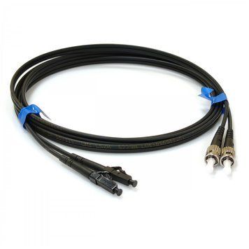 Патч-корд оптичний CMS LC-ST UPC MM(OM3) Duplex 0.5м (UPC-0.5STLC(MM)D(ON)BK) H00000287736 фото