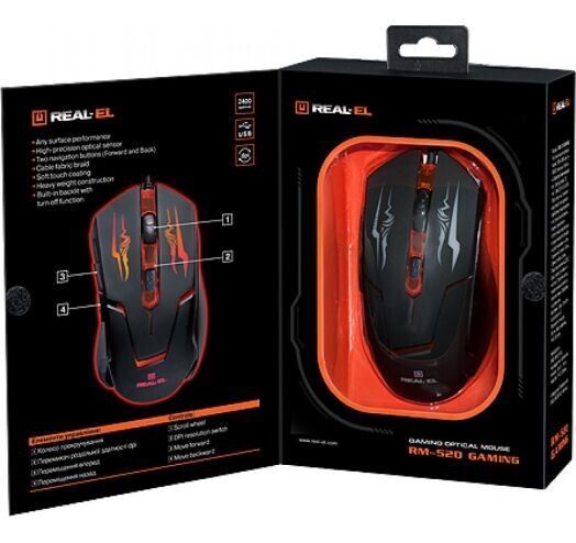Мышь REAL-EL проводная игровая (EL123200020) H00000076718 фото