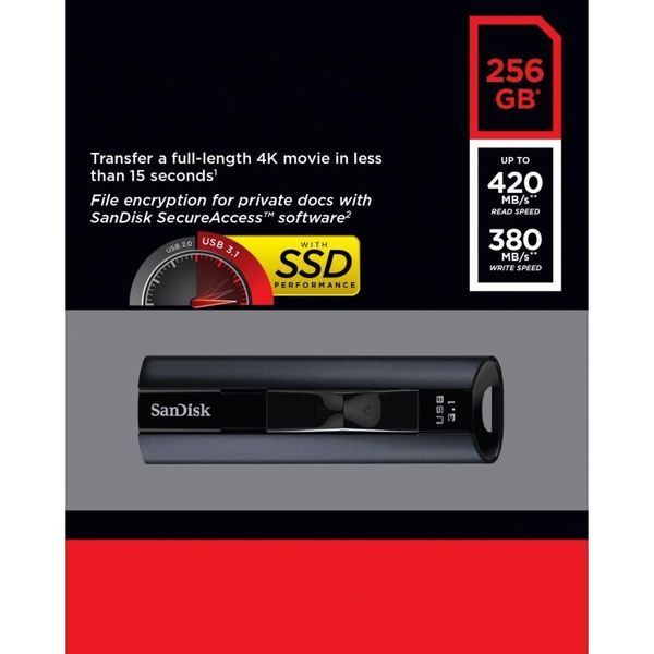 Флеш пам'ять USB SanDisk Extreme Pro 256ГБ USB 3.2 (SDCZ880-256G-G46) H00000064568 фото