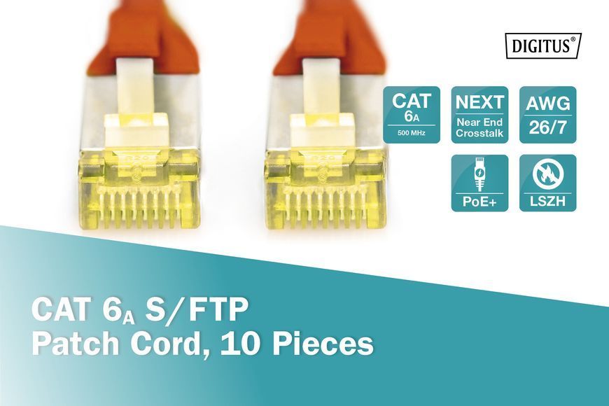 Патч-корд DIGITUS S/FTP Cat. 6a 1 м LSZH Красный (DK-1644-A-010/R) H00000180400 фото