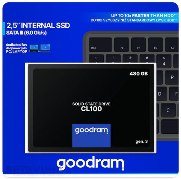 SSD диск GOODRAM CL100 gen.3 480ГБ SATA III 2.5" 3D NAND TLC (SSDPR-CL100-480-G3) H00000026230 фото