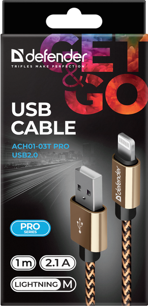 Кабель Defender USB Type A - Apple Lightning 1 м USB 2.0 (87806_DEFENDER) H00000203458 фото