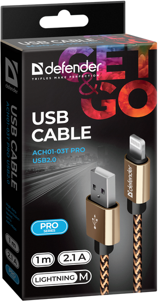 Кабель Defender USB Type A - Apple Lightning 1 м USB 2.0 (87806_DEFENDER) H00000203458 фото