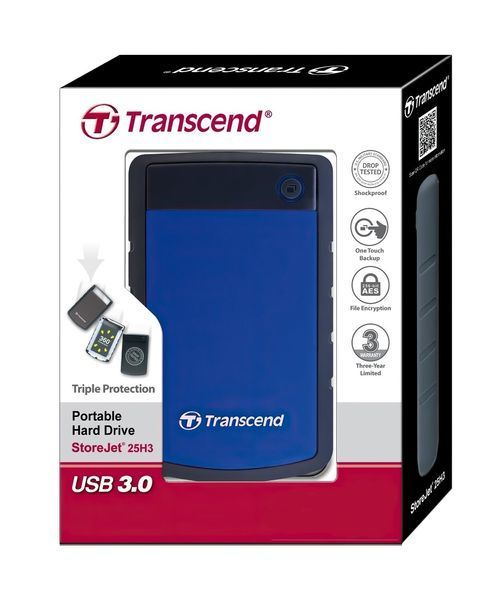 Жорсткий диск Transcend StoreJet 25H3 2.5" USB 3.1 Gen1 (Type-A) 1ТБ (TS1TSJ25H3B) H00000011925 фото