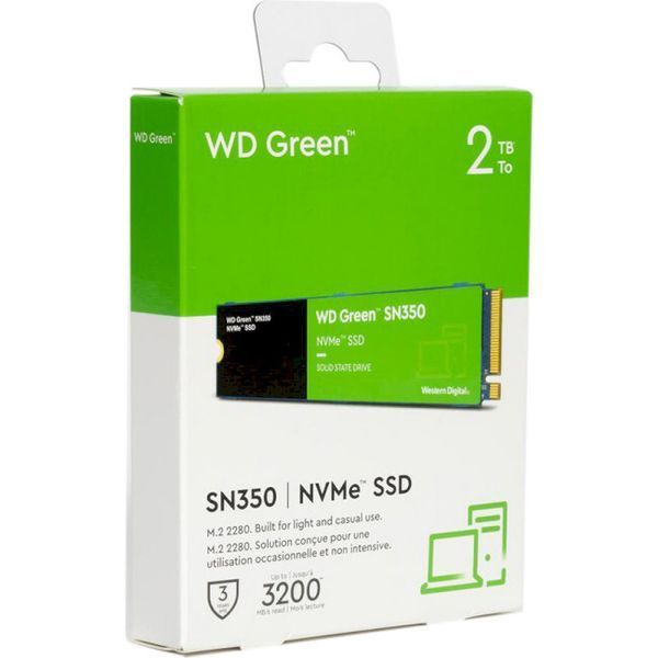 SSD диск WD Green SN350 2ТБ PCI Express 3.0 x4x М.2 2280 3D NAND QLC (WDS200T3G0C) H00000303273 фото