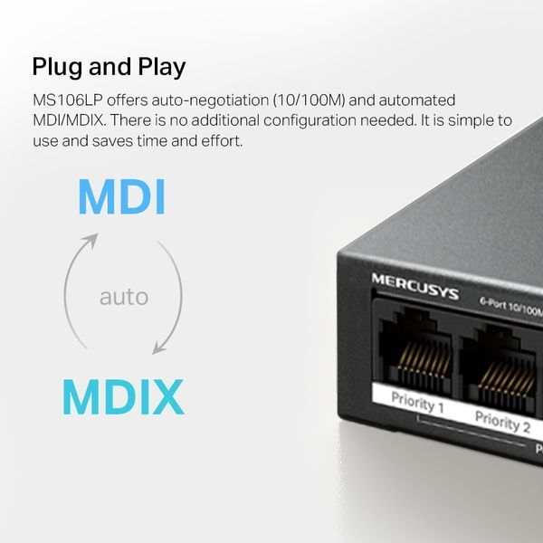 Комутатор Mercusys (MS106LP) H00000438970 фото