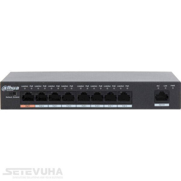 Комутатор Dahua PoE (DH-PFS3009-8ET1GT-96) H00000035348 фото