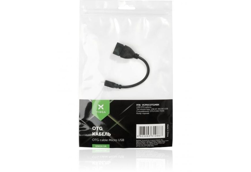 Кабель Vinga USB Type A - mini-USB 0.1 м USB 2.0 (VCPDCOTGMBK) H00000271479 фото