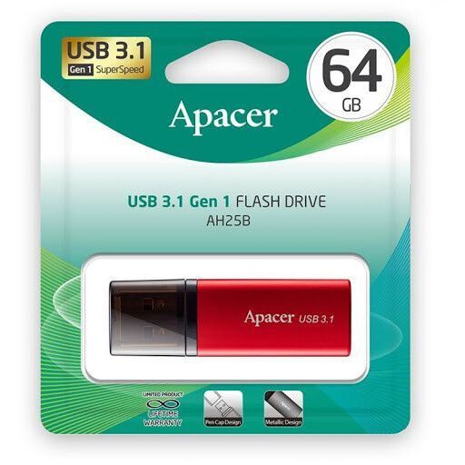 Флеш память USB Apacer AH25B 64ГБ USB 3.1 (AP64GAH25BR-1) H00000038136 фото