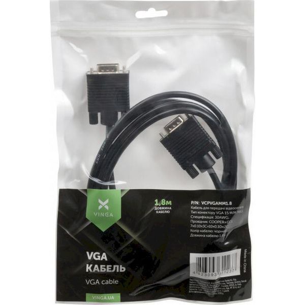 Кабель Vinga VGA - VGA 1.8 м (VCPVGAMM1.8) H00000176085 фото