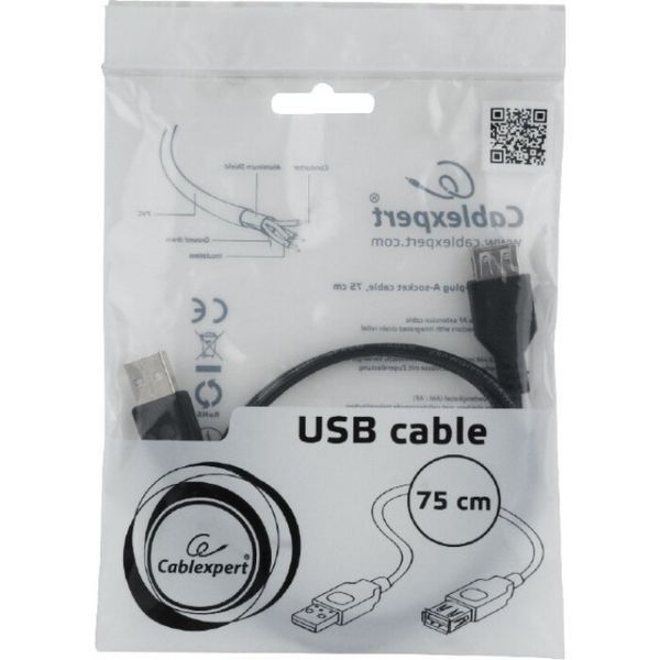 Кабель Cablexpert USB Type A - USB Type A 0.75 м USB 2.0 (CC-USB2-AMAF-75CM/300-BK) H00000179807 фото