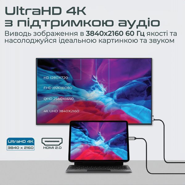 Кабель Promate (hdmi-pd100.grey) H00000448553 фото