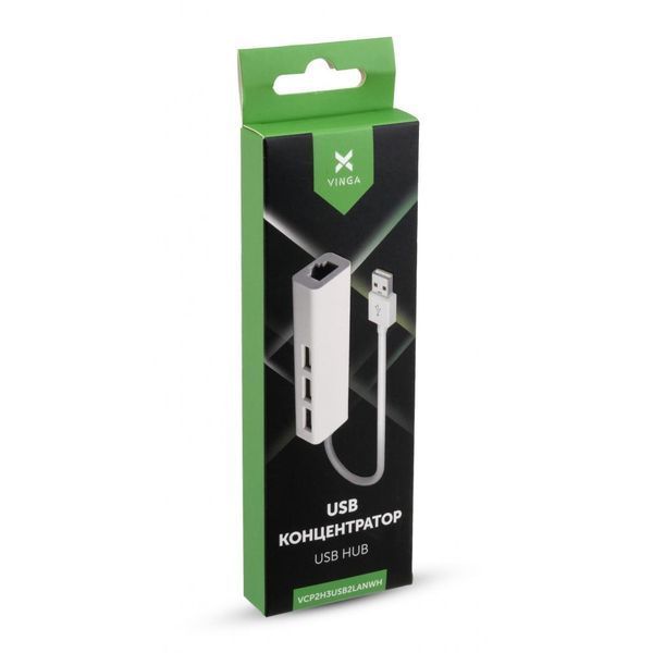 USB-хаб Vinga (VCP2H3USB2LANWH) H00000176948 фото