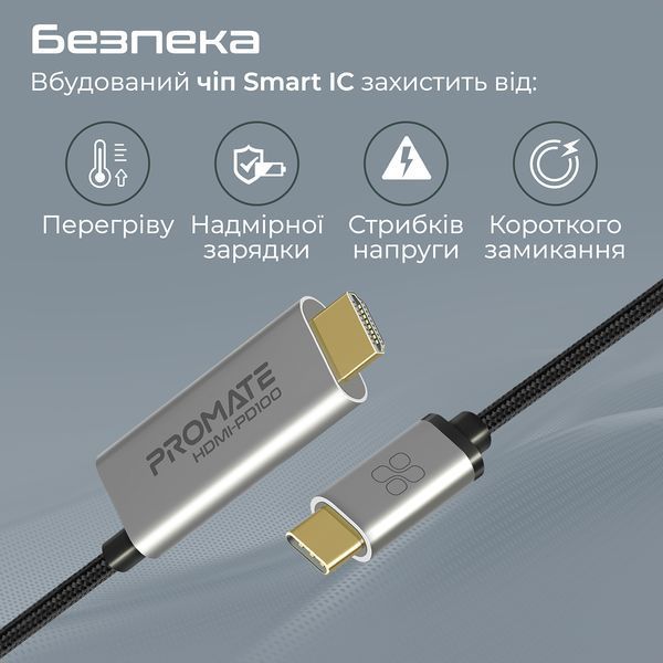Кабель Promate (hdmi-pd100.grey) H00000448553 фото