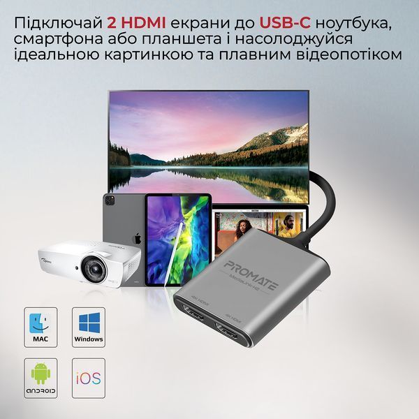 Адаптер-переходник Promate (medialink-h2.grey) H00000446016 фото