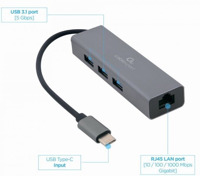 USB-хаб Cablexpert (A-CMU3-LAN-01) H00000312058 фото