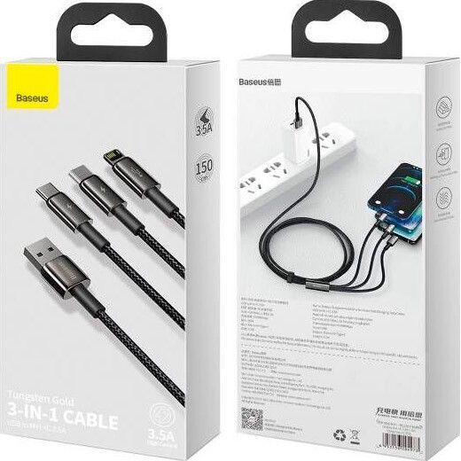 Кабель BASEUS USB Type A - Micro-USB USB Type C Apple Lightning 1.5 м (CAMLTWJ-01) H00000180319 фото