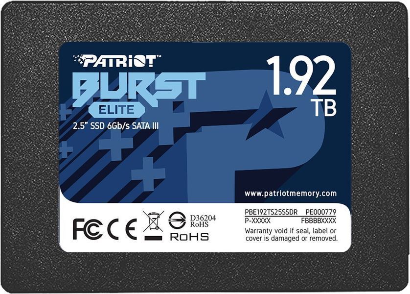 SSD диск Patriot Burst Elite 1.92ТБ SATA III 2.5" 3D NAND TLC (PBE192TS25SSDR) H00000054940 фото