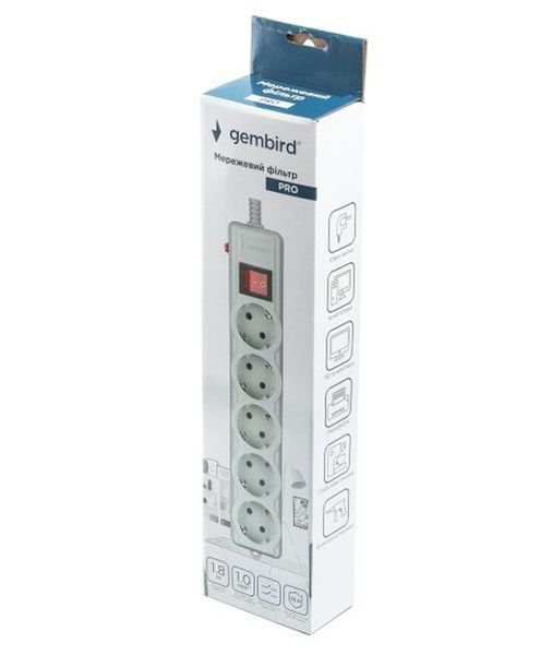 Сетевой фильтр Gembird 1,8м 5-розеточный EU (SPG5-G-6G-PRO) H00000323688 фото