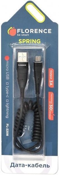 Кабель Florence USB Type A - Micro-USB 1 м USB 2.0 (FL-2208-KM) H00000184664 фото