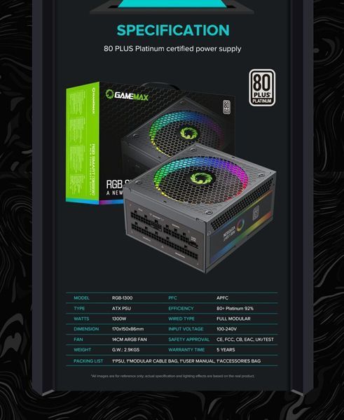 Блок живлення GameMax (RGB-1300(ATX3.0 PCIE5.0)) H00000341328 фото