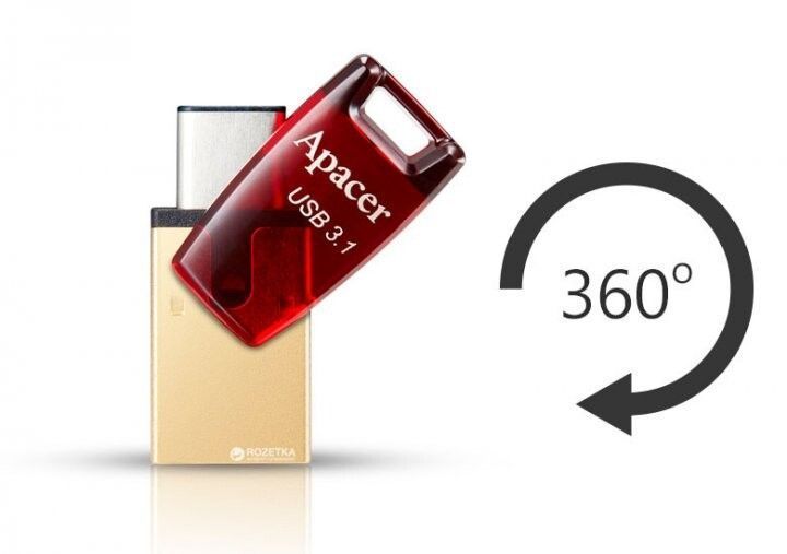 Флеш память USB Apacer AH180 32ГБ USB Type-C USB 3.1 (AP32GAH180R-1) H00000175726 фото