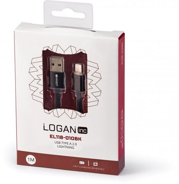 Кабель Logan Apple Lightning - USB Type A 1 м USB 2.0 (EL118-010BK) H00000181599 фото