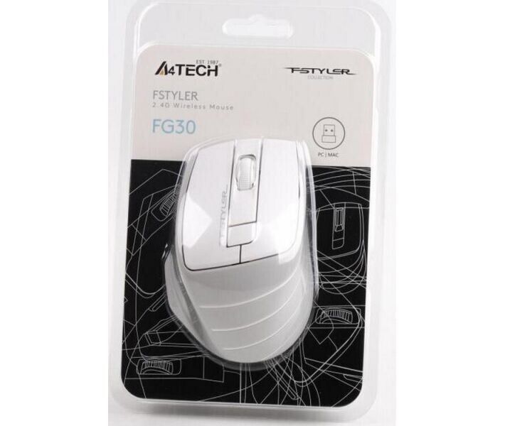 Мышь A4Tech беспроводная (FG30 (Grey+White)) H00000075719 фото