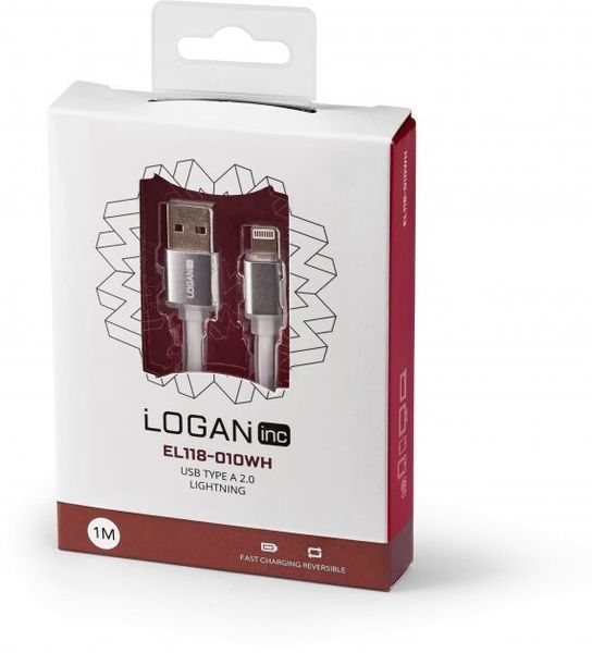 Кабель Logan Apple Lightning - USB Type A 1 м USB 2.0 (EL118-010WH) H00000181600 фото