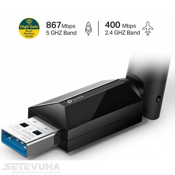 Бездротовий USB адаптер TP-Link Двохдіапазонний (ARCHER-T3U-PLUS) H00000031323 фото