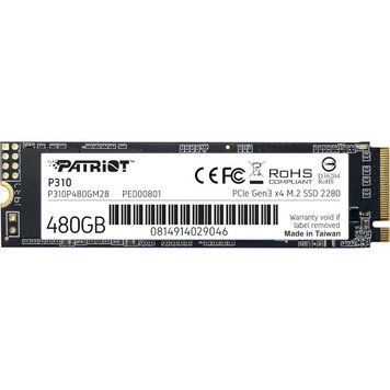 SSD диск Patriot P310 480ГБ PCIe 3.0 x4 М.2 2280 3D NAND TLC (P310P480GM28) H00000221911 фото