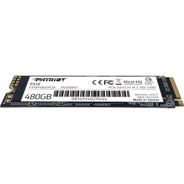 SSD диск Patriot P310 480ГБ PCIe 3.0 x4 М.2 2280 3D NAND TLC (P310P480GM28) H00000221911 фото