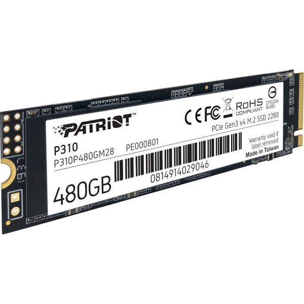 SSD диск Patriot P310 480ГБ PCIe 3.0 x4 М.2 2280 3D NAND TLC (P310P480GM28) H00000221911 фото