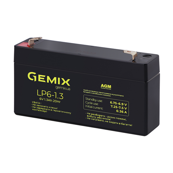 Акумуляторна батарея Gemix 1.2 Аг AGM 6 В (LP6-1.3F1) H00000348631 фото