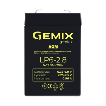 Акумуляторна батарея Gemix 4.5 Аг AGM 6 В (LP6-2.8F1) H00000348632 фото