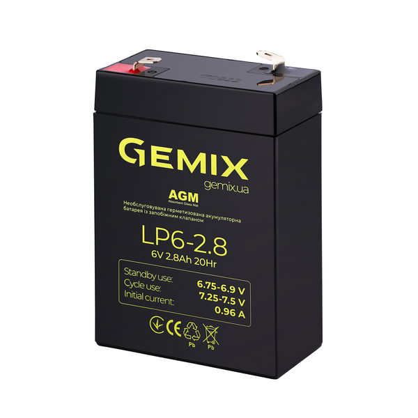 Аккумуляторная батарея Gemix 4.5 Ач AGM 6 В (LP6-2.8F1) H00000348632 фото