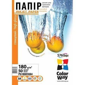 Папір ColorWay А4 180 г/м&sup2; 50 шт. (PG180050A4) H00000177282 фото