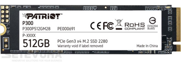 SSD диск Patriot P300 512ГБ PCIe 3.0 x4 М.2 2280 3D NAND TLC (P300P512GM28) H00000025327 фото