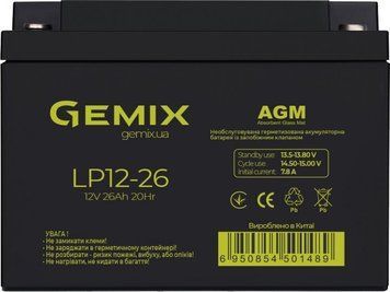 Акумуляторна батарея Gemix 26 Аг AGM 12 В (LP12-26) H00000047134 фото
