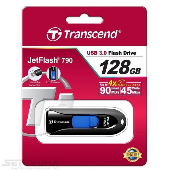 Флеш память USB Transcend JetFlash 790 128ГБ USB 3.2 (TS128GJF790K) H00000038242 фото
